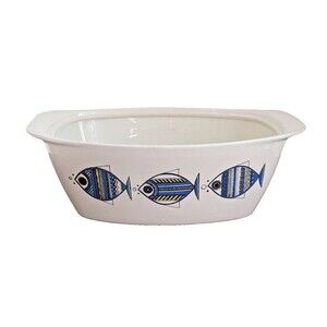 Vintage 60s Villeroy & Boch Viking Fish Casserole Dish MCM Luxembourg 12" NO LID